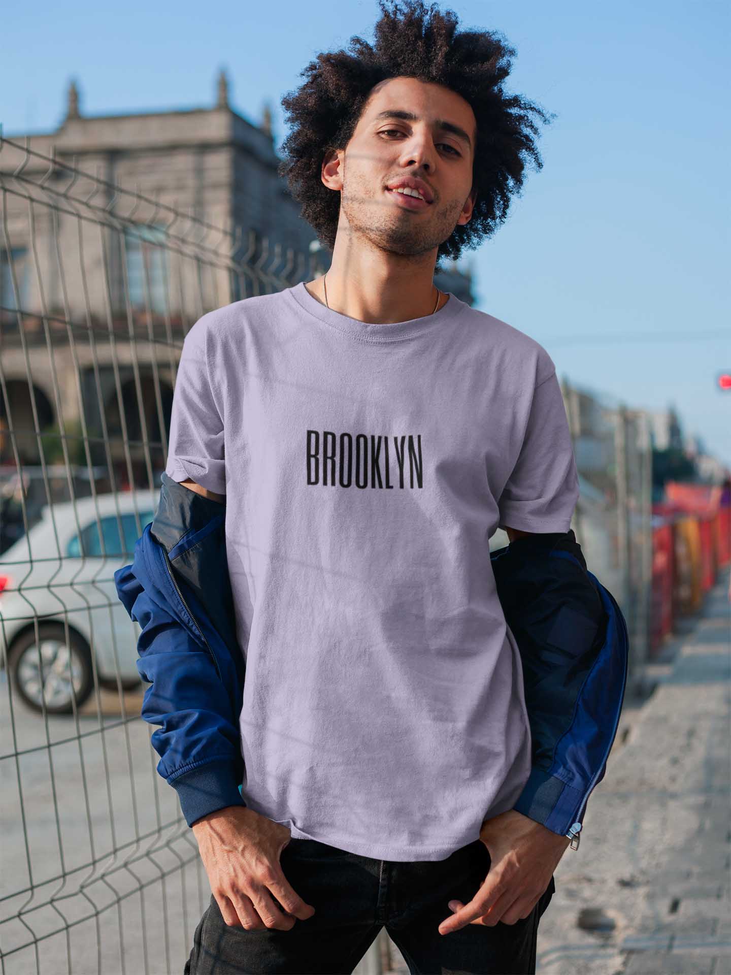 Brooklyn lavender printed t shirt for men