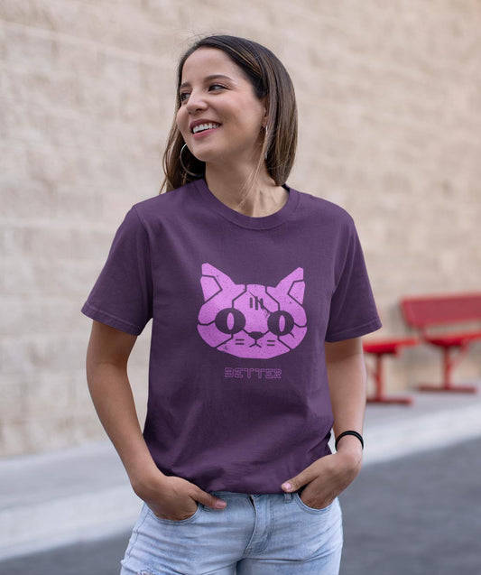 Purple cat unisex t shirt for women