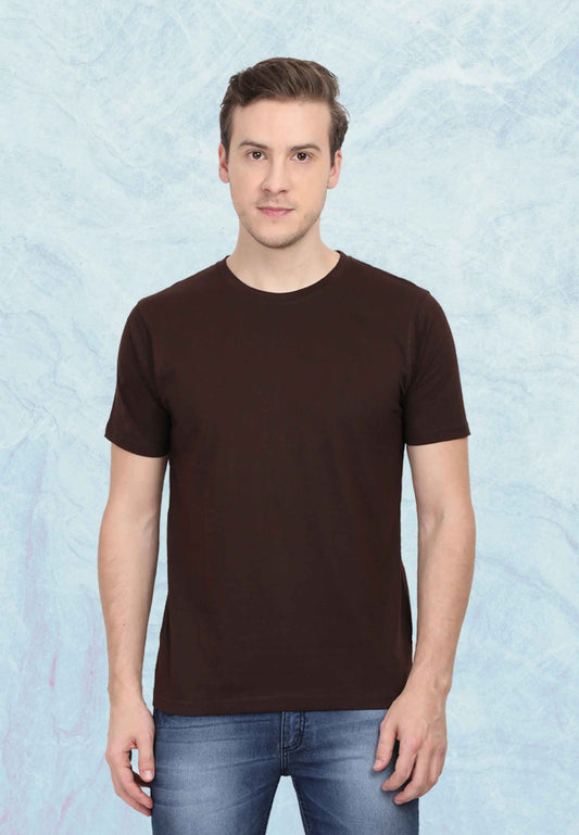 Coffee brown plain t shirt for men