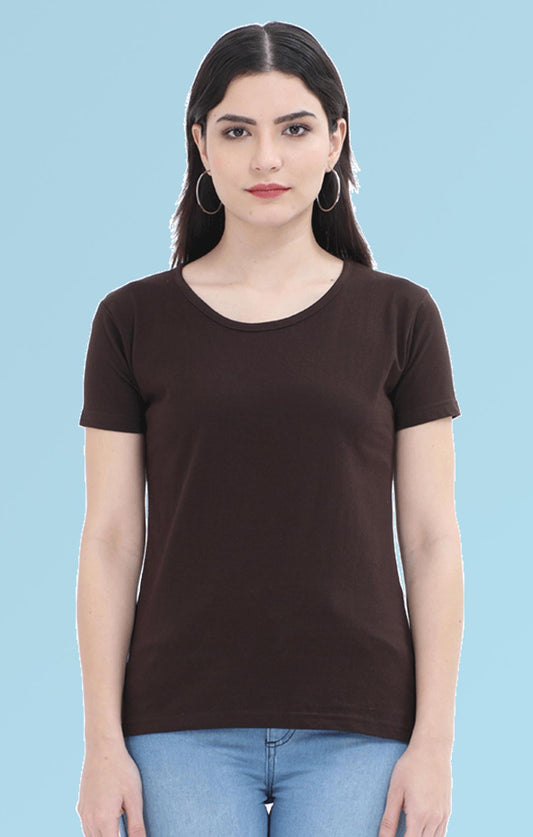 Coffee brown plain t shirt for women
