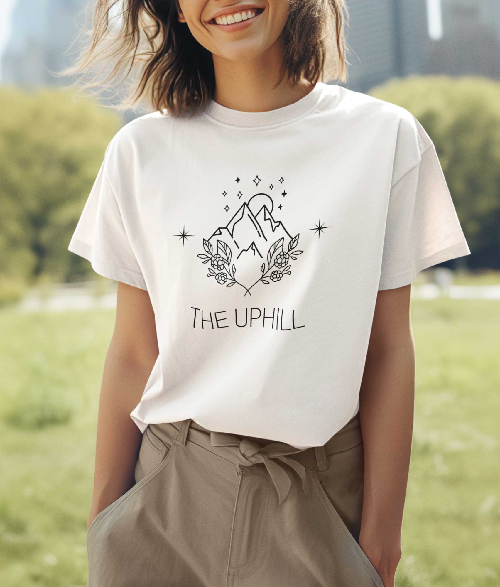 The uphill printed unisex t shirt in white