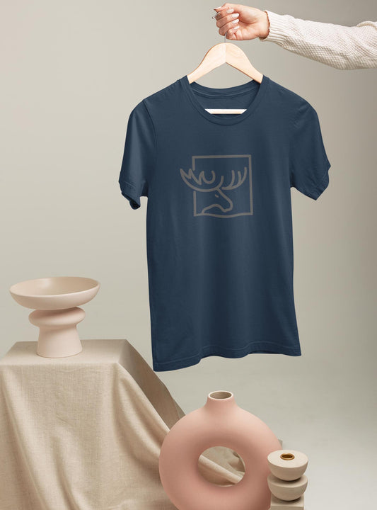 Deer classic printed navy blue t shirt for men