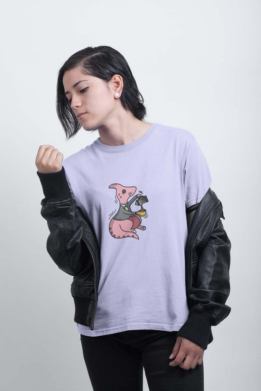 Dinosaur lavender unisex printed t shirt for women