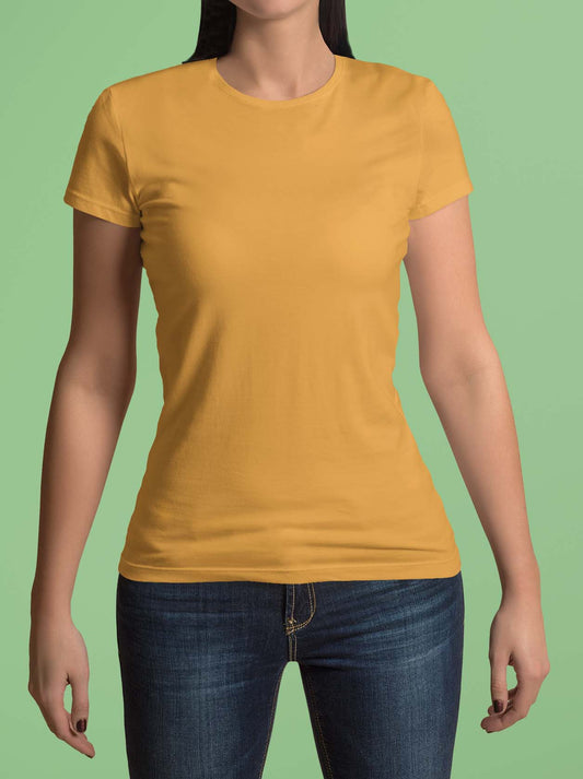 Golden yellow plain t shirt for women