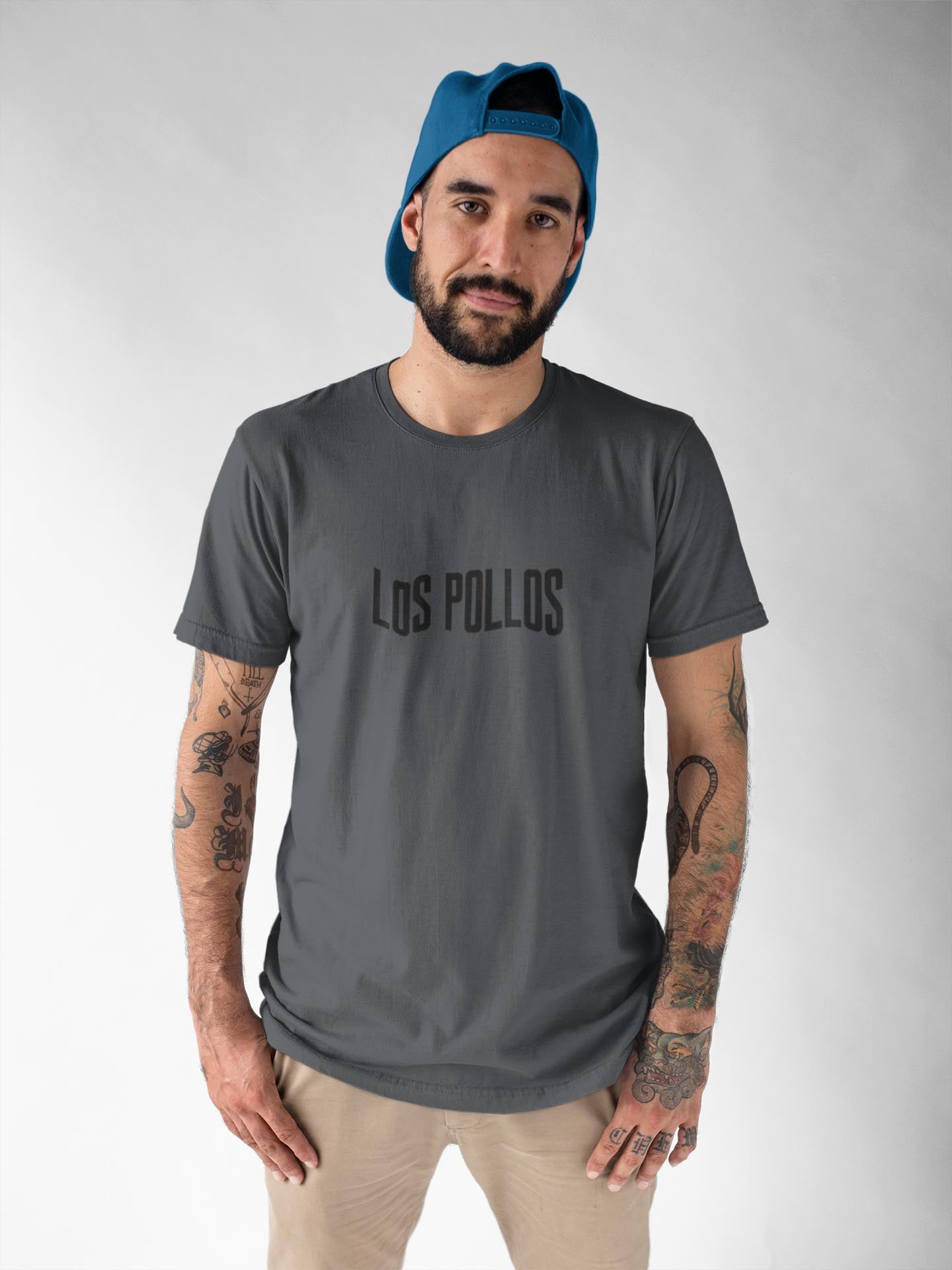 Los Pollos steel grey t shirt for men