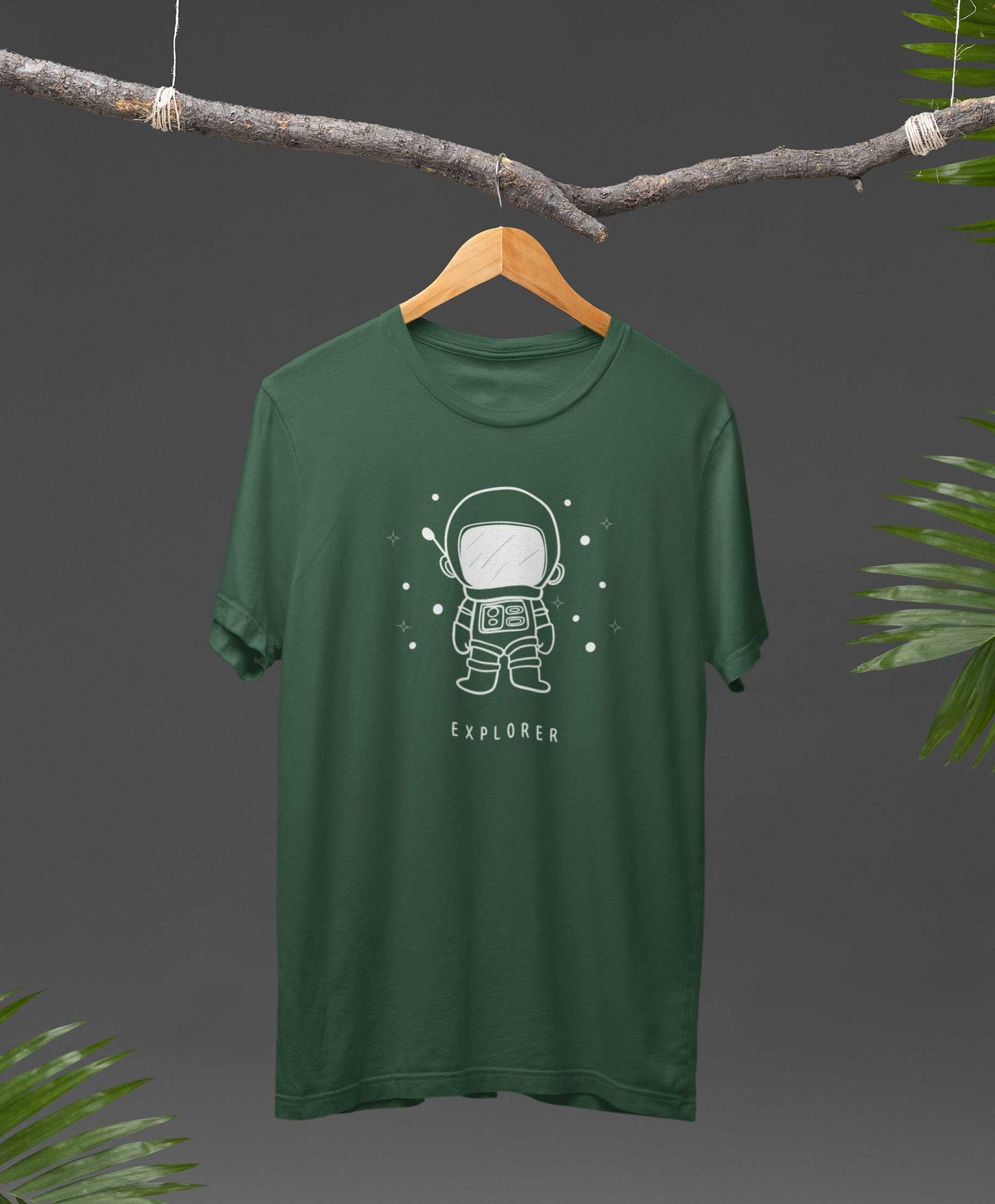 Explorer printed bottle green unisex t shirt 