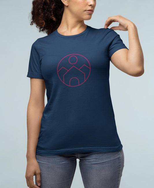 Circle graphic navy blue t shirt for women