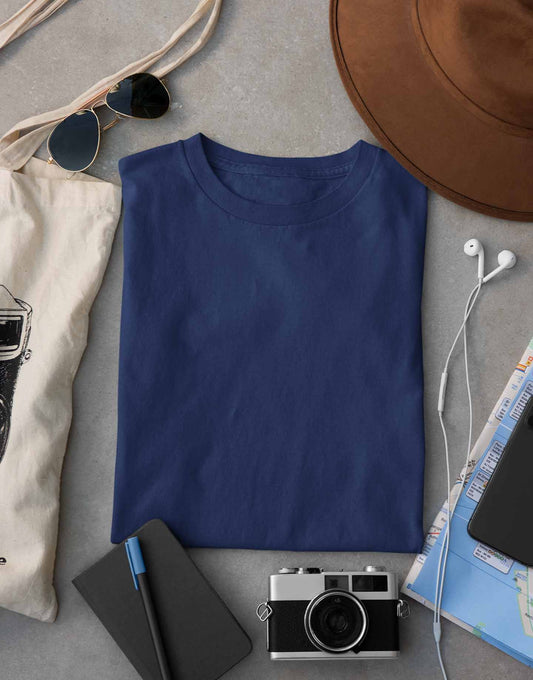 Navy blue plain t shirt for men