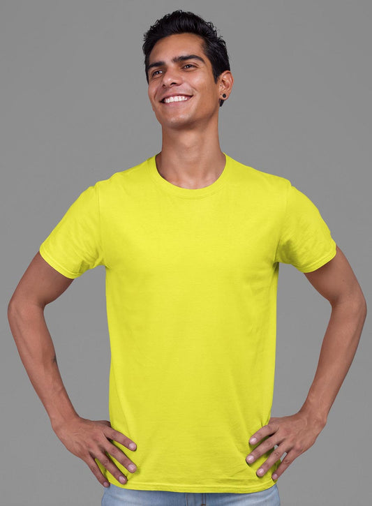 New yellow plain t shirt for men