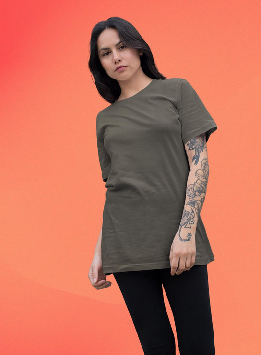 Olive green unisex t shirt for women