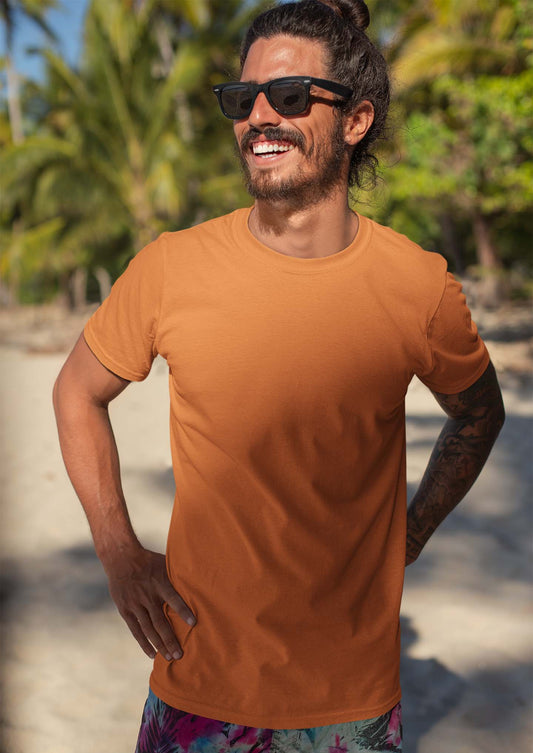 Orange plain t shirt for men