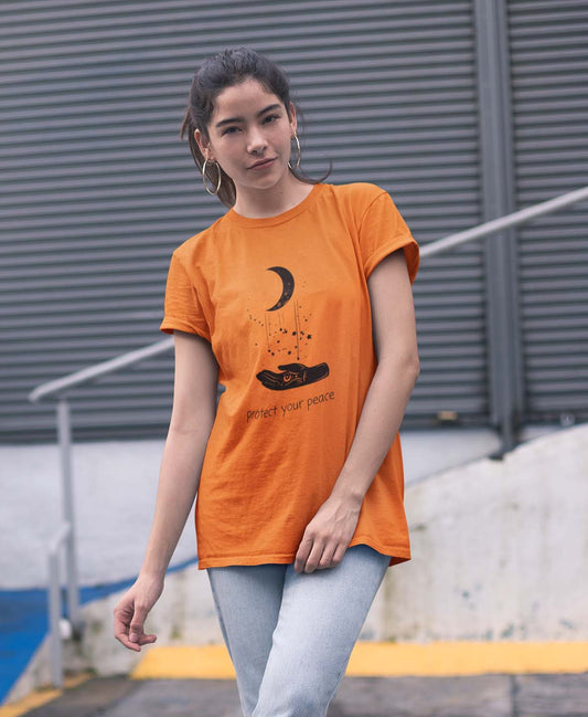 Protect peace orange unisex t shirt for women