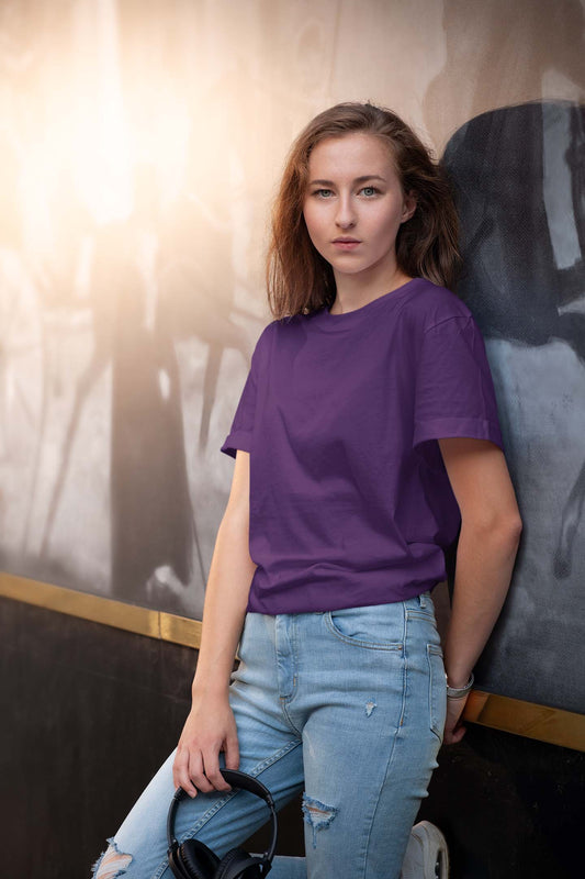 Purple unisex plain t shirt for women