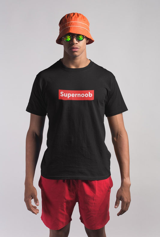 Supernoob black printed t shirt for men