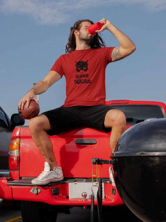 Super squad red printed t shirt for men