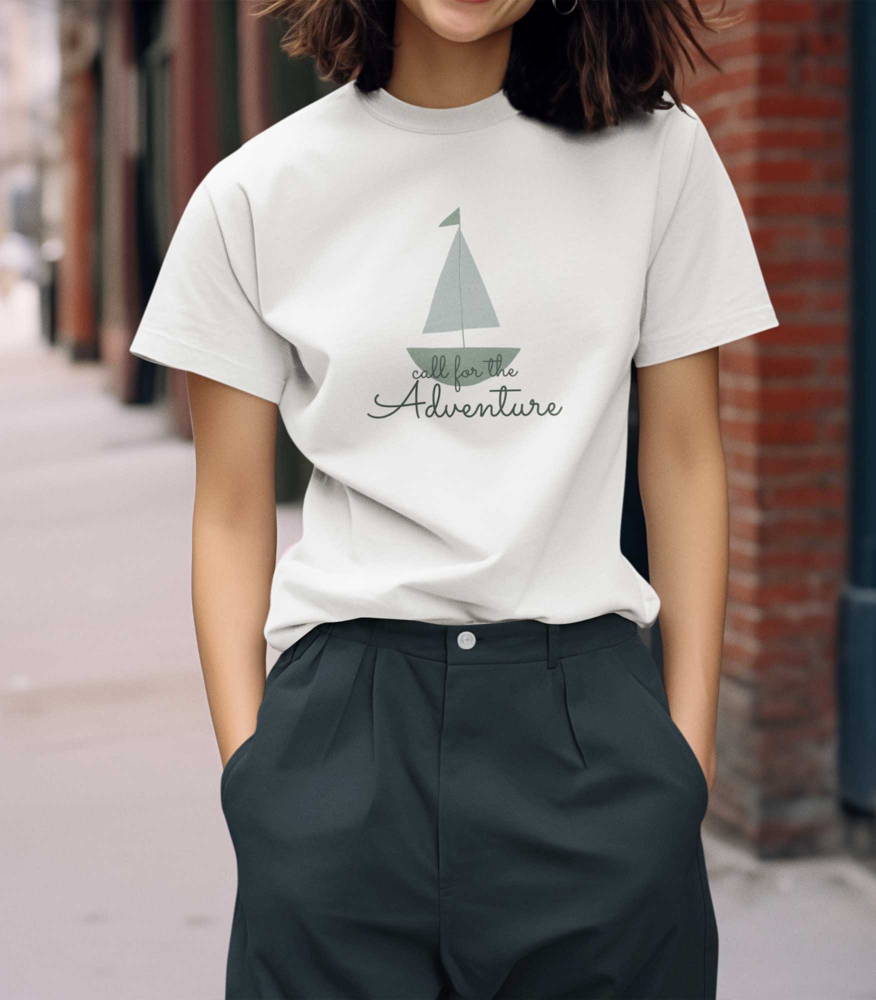 Boat printed white unisex size t shirt 