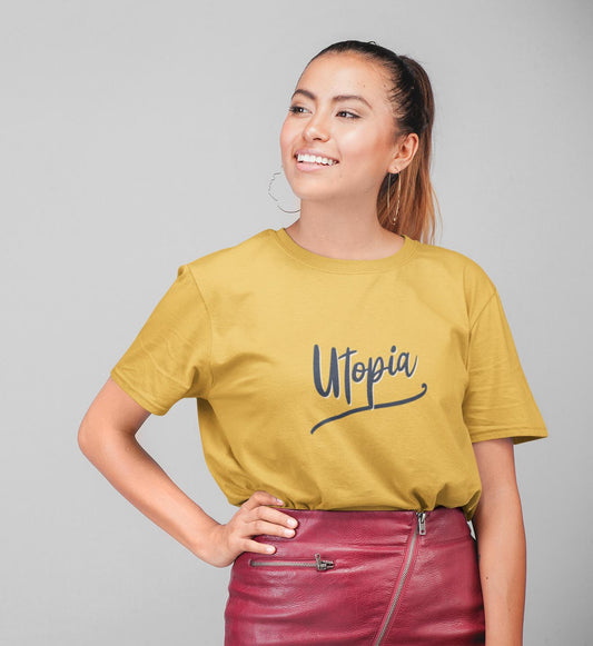 Utopia yellow unisex t shirt for women