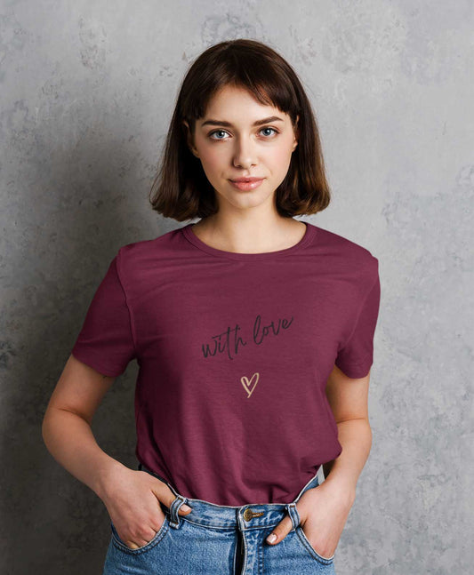 With love maroon t shirt for women
