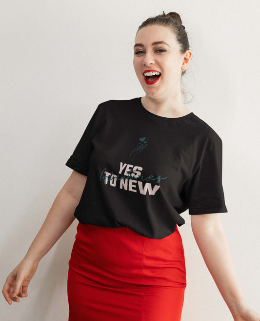 Yes to adventure unisex black t shirt for women