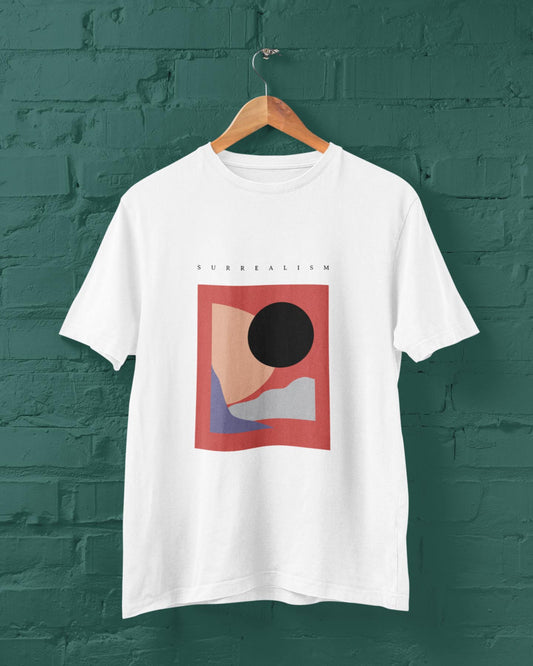 abstract printed design on white t shirt for men