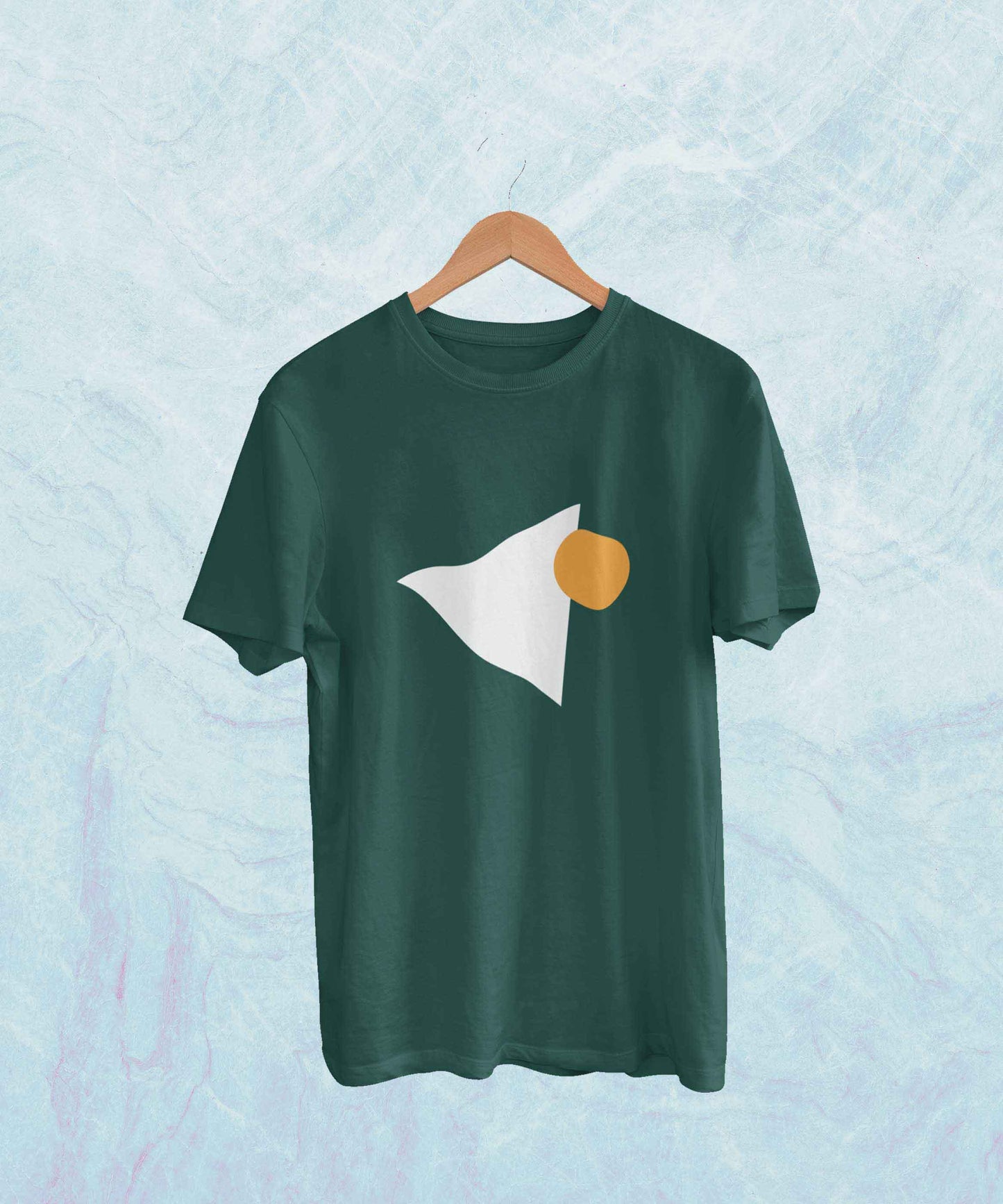 Triangle printed t shirt for men in petrol blue and bottle green