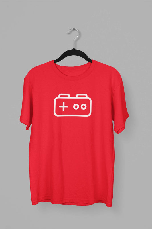 retro game remote red printed t shirt for men