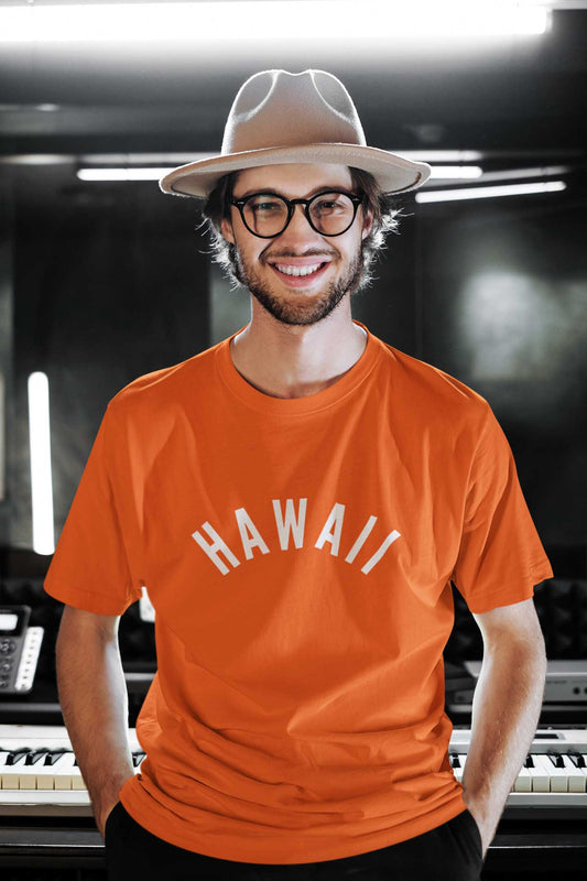 Hawaii vinyl printed t shirt orange for men