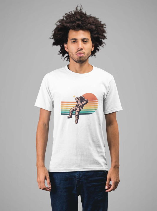 Relaxed astronaut white and black t shirt for men