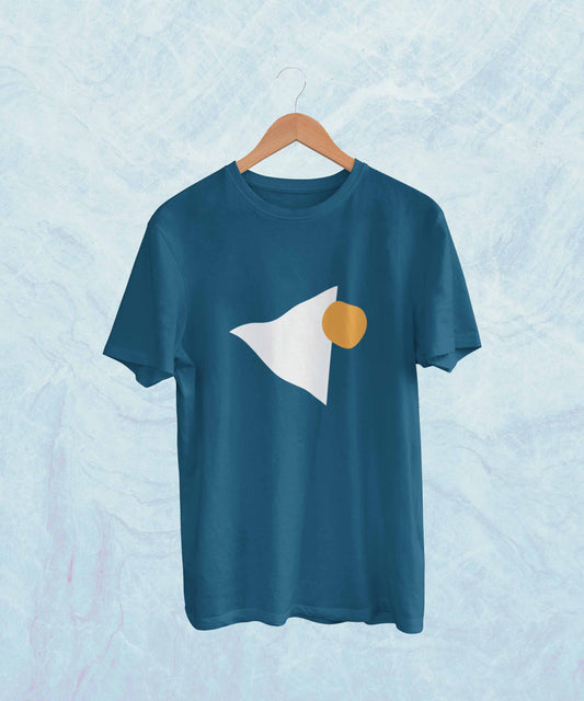 Triangle printed t shirt for men in petrol blue and bottle green